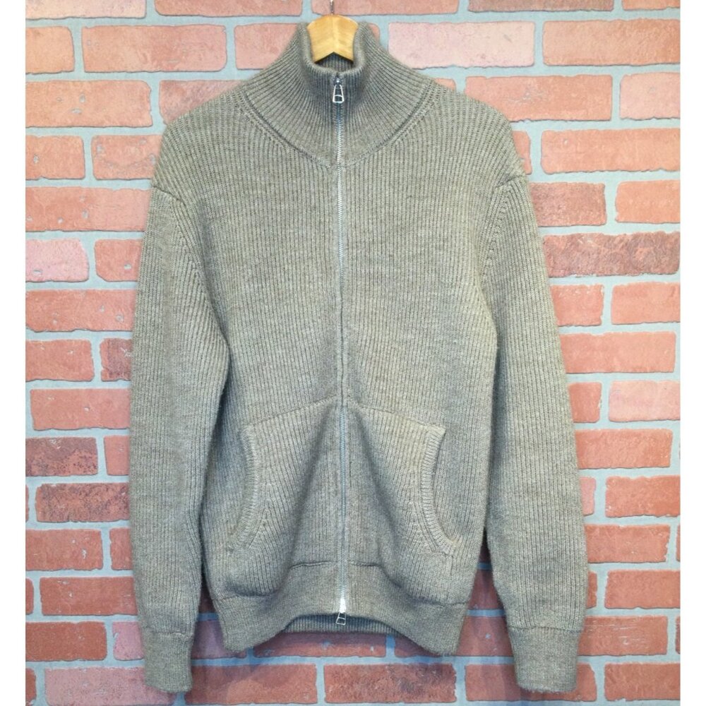 Zara Origins Mens Ribbed Knit Full-Zip Sweater Jacket Size L Acrylic/Wool Tan